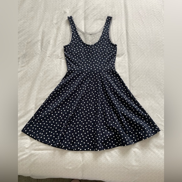 H&M Divided Polka Dot Skater Dress Navy - Picture 4 of 6